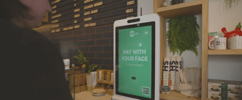 PopID Pay biometric payment terminal in a cafe
